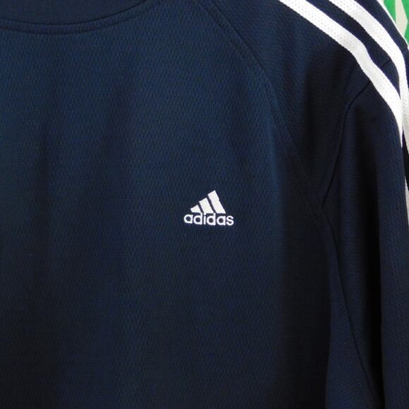 Y2K Adidas Three Stripes Long Sleeve Sweatshirt Size L Navy Blue White - Picture 2 of 5